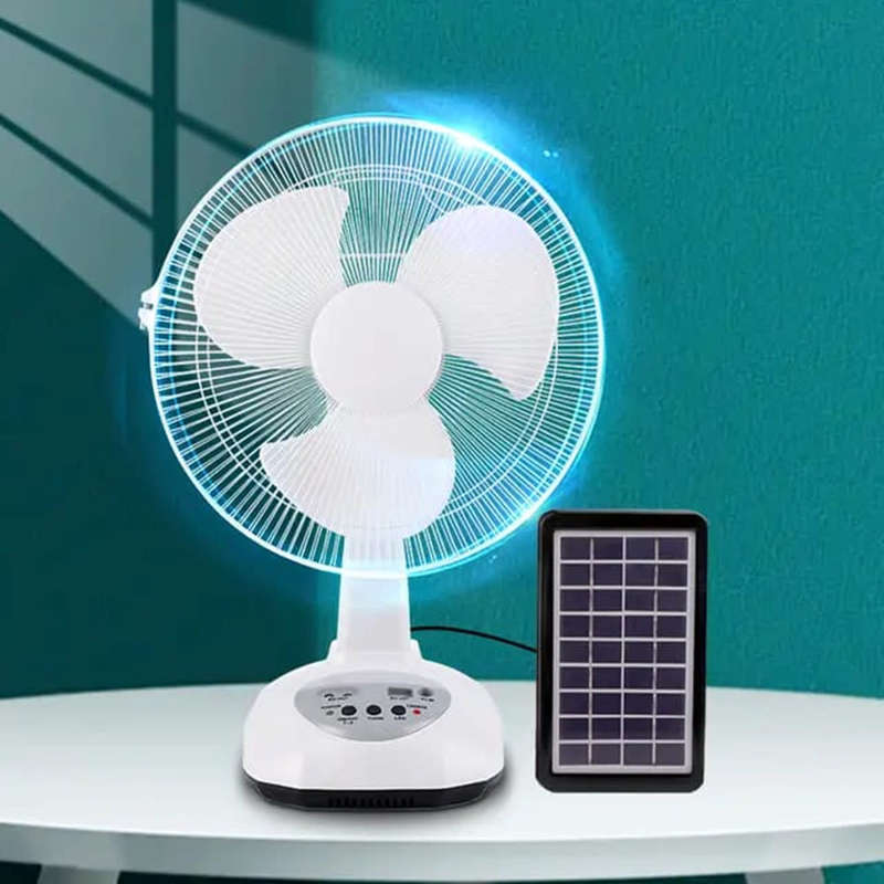 12inch Rechargeable and Solar Power Fan with LED Light Air Cooling Fan
