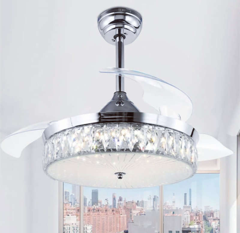 Crystal retractable blade ceiling fan