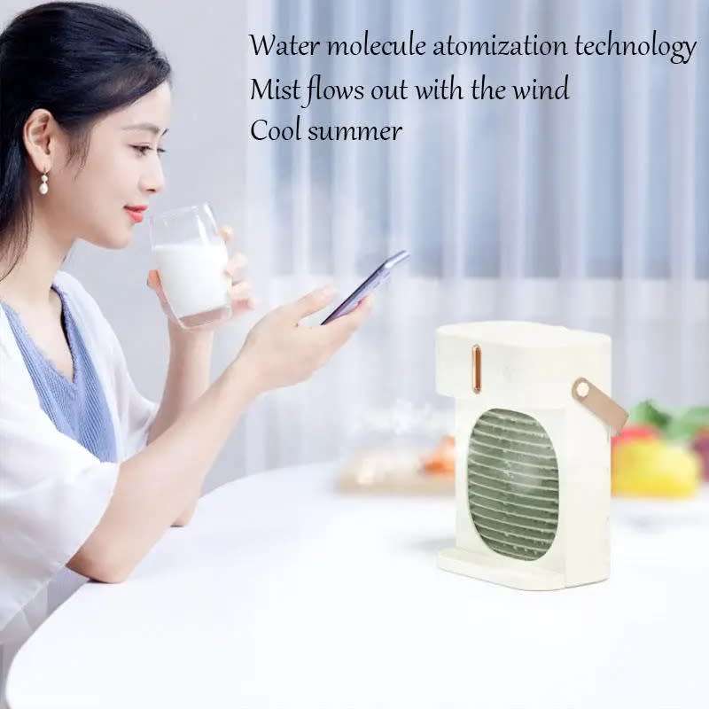 Double-spray humidification water cooling rechargeable fan