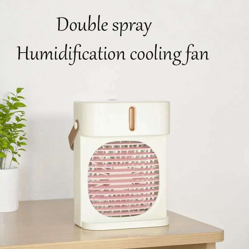 Double-spray humidification water cooling rechargeable fan