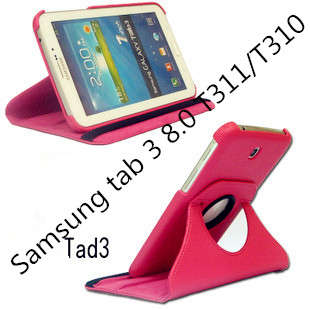 PU leather  Rotating Swivel Case for Samsung galaxy tab 3 8.0 T311/t310 +free screen guard or stylus