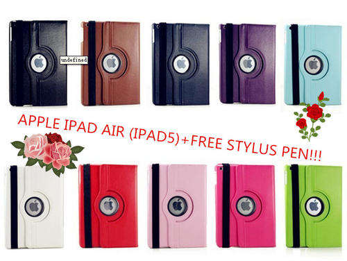 PU leather Rotating Swivel Case for Apple Ipad Air +free screen guard or stylus pen