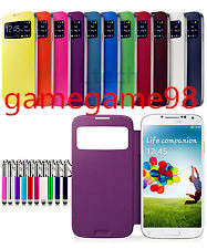 Flip Cover for Samsung galaxy S4/S3/s4mini (S-View)buy one get one free+  screen guard and stylus