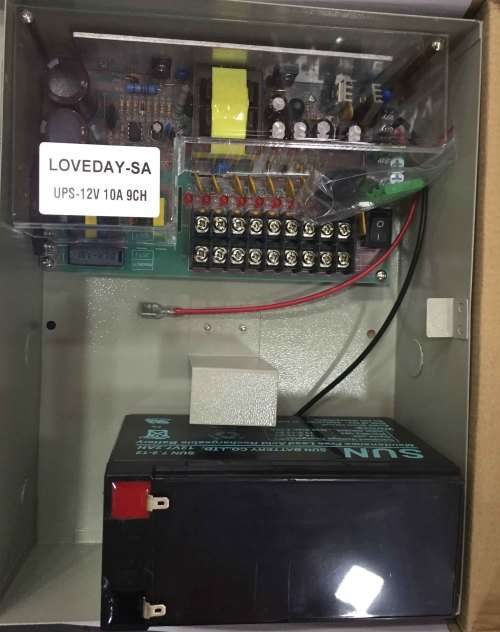 12V 10A  ,  9 CHANNEL POWER SUPPLY box supports power backup, WITH 1PCS 7.2A battery !