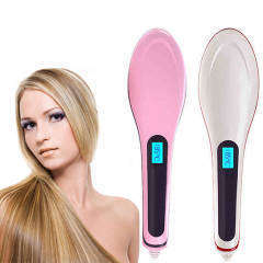Hair Straightening Brush with variable Temp Settings & LCD - - Straight hair in Minutes( PINK colour