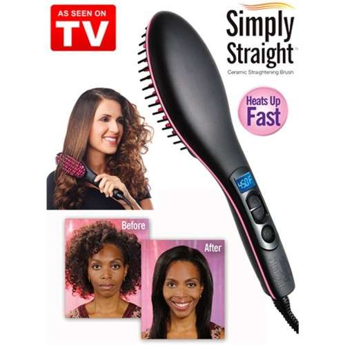 TV Hot Simply Straight Ceramic Electric Digital Control Hair Straightener Brush