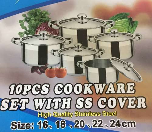 On promotion !!!   10pcs stainless steel cookware sets with SS cover