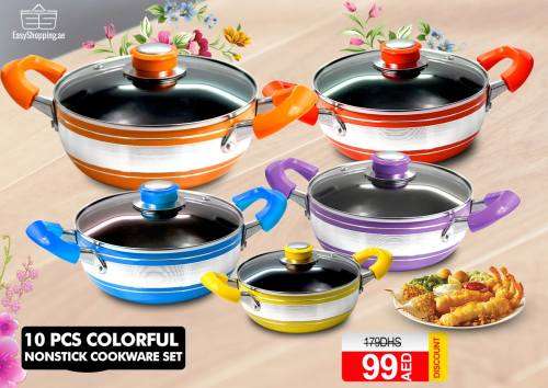 10 Pcs Colorful Nonstick Cookware Set