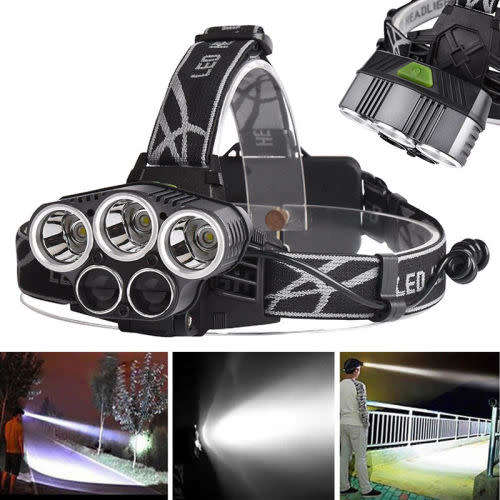 5 LED Head Light White Zoomable 18650 Headlamp Rechargeable T6 LED