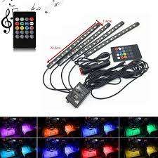 Car Voice-Activated LED Foot Light Strip Bar, Interior Decorative Colorful Atmosphere Lamp