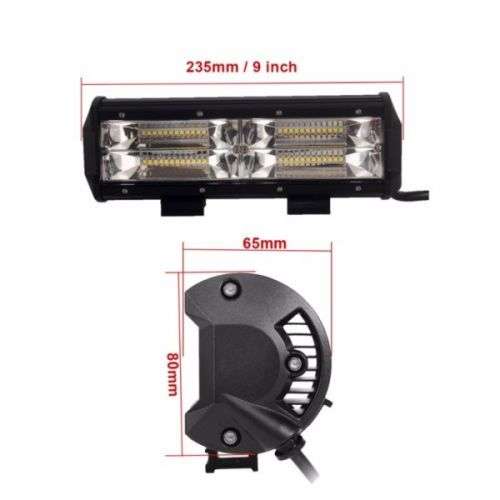 144W 12V 8.5 inch LED Working Light Bar Wide Flood Beam
