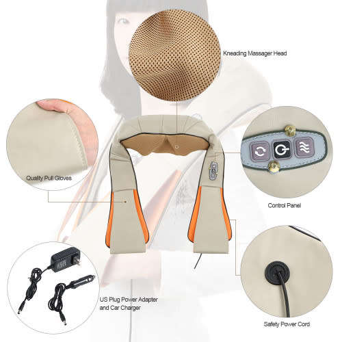 Body Massager U Shape Electrical Shiatsu Back Neck Shoulder Massager Infrared 4D Kneading