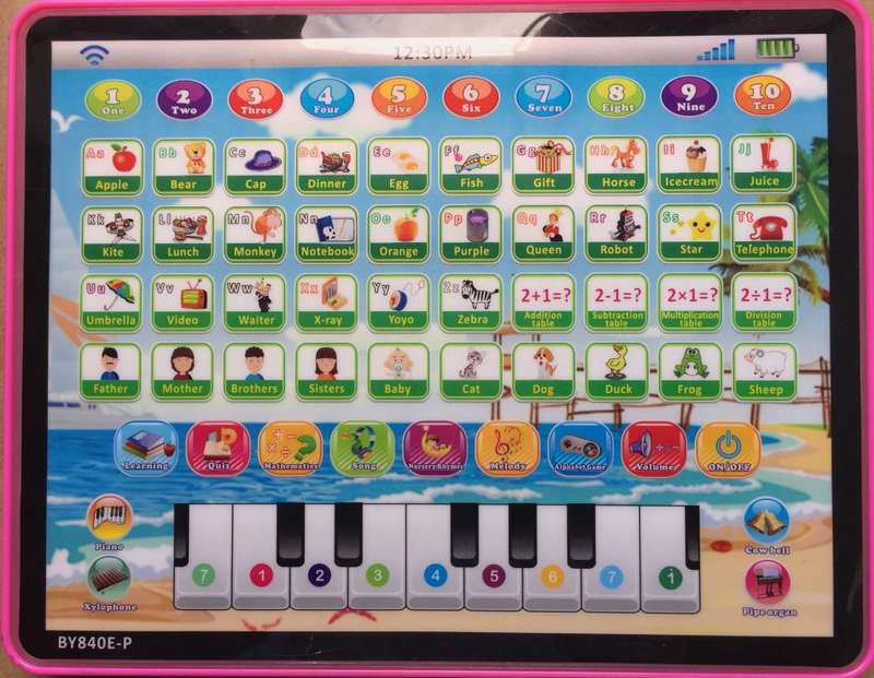 Kids Children English Learning Pad Toy Educational Computer Tablet With 9-Key Piano