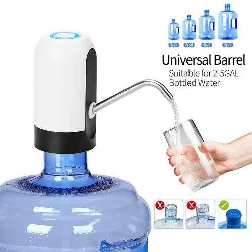 Water Bottle Pump, Automatic Water Dispenser, USB Charging For Outdoor Home Office (White)