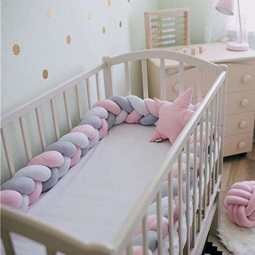 Baby Crib Cot Bumper Braid Pillow Plush Knot Cushion
