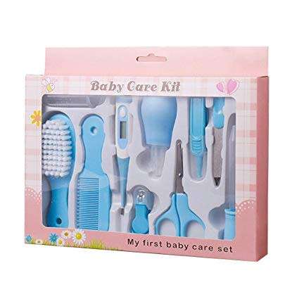 10 pcs Baby Health Care Kit Cleaning Products Thermometer Nail Clippers Scissors Tweezers Grooming S