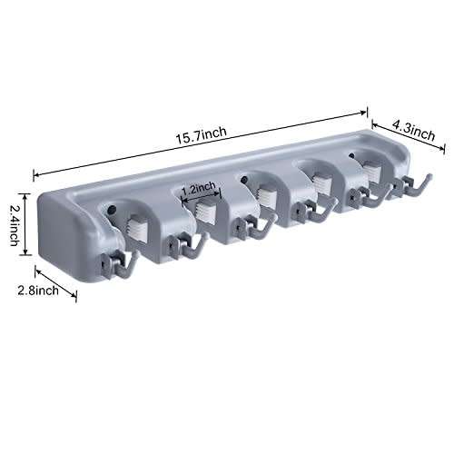 Broom and Mop Holder Wall Mounted Garden Tool Rack Garage Storage and Organizer