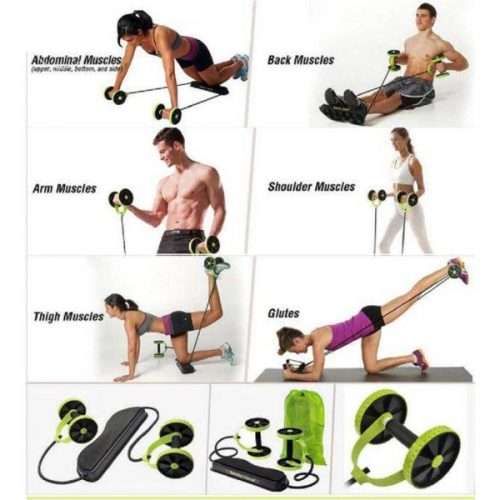 Revoflex Xtreme- New Core Double Wheels Ab Roller, Pull Rope