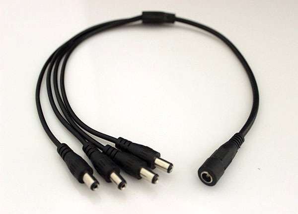 CCTV camera power DC cable splits one  into 4