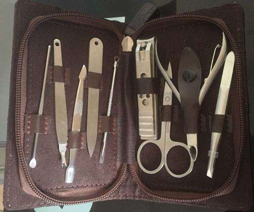 Stainless 10Pcs Manicure Nail Care Clipper Scissor Tweezers File Pedicure Set