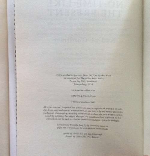 Nadine Gordimer, No Time Like The Present.  First Edition