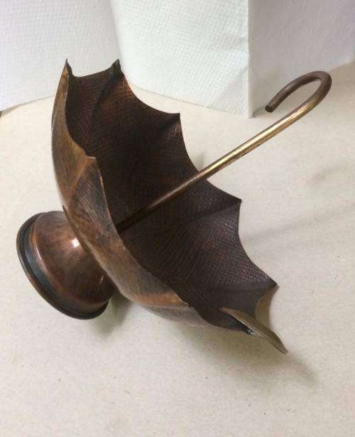 Ashtray Umbrella, Vintage collectible, tobacciana, cigarette, Italian copper plated.