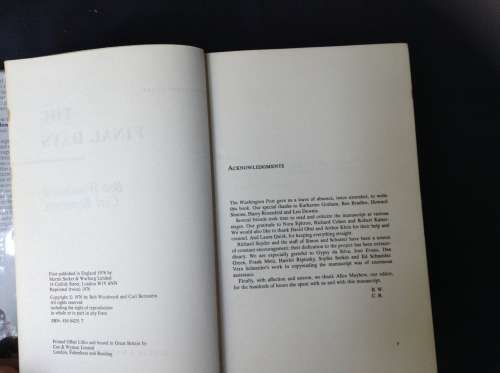The Final Days  by Bob Woodward and Carl Bernstein. FIRST EDITION
