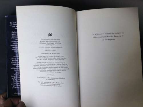 F W De Klerk,  the autobiography, FIRST EDITION 1998