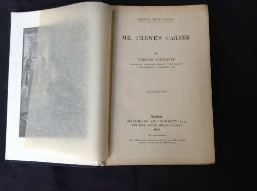 Mr Crewe's Career,  Winston Churchill  FIRST EDITION, 1908