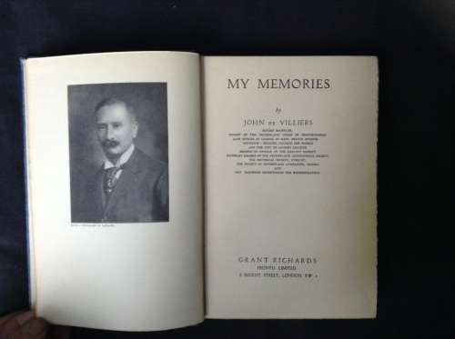 John de Villiers My Memories by John de Villiers, First Edition, 1931