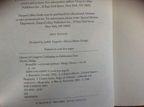 Rumsfeld by Midge Decter, a personal portrait, First Edition