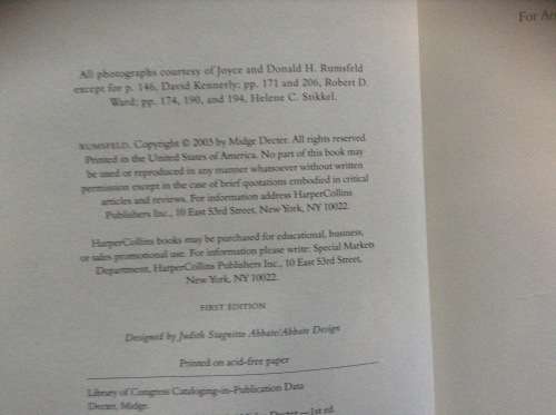 Rumsfeld by Midge Decter, a personal portrait, First Edition