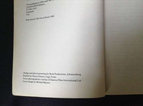 The Fourth Reich, by Hans Strydom, First Edition