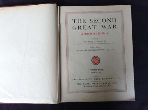 The Second Great War by Sir John Hammerton, First Edition, 3 books