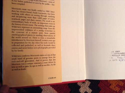 Wilderness, The Lost Writings of Jim Morrison, First Edition