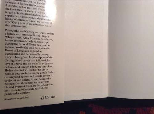 Reflect on Things Past, The Memoirs of Lord Carrington