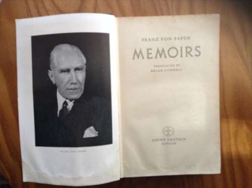Franz Von Papen, Memoirs, 1952,  First Edition