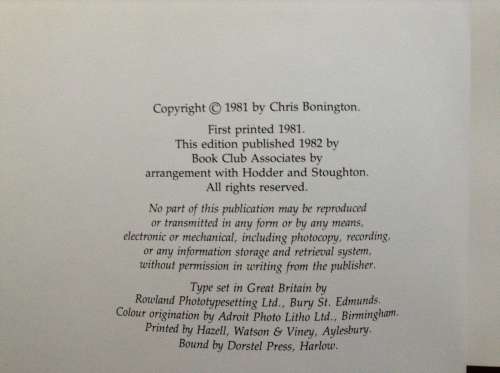Quest for Adventure by Chris Bonington, First Edition