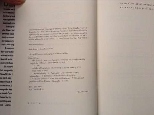 The Kennedy Curse by Edward Klein, First Edition
