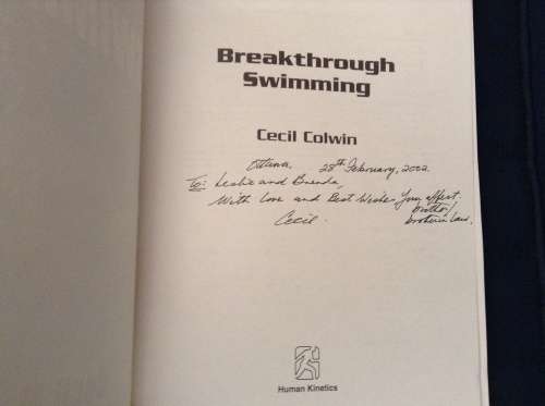 Breakthrough Swimming by Cecil M. Colwin, signed  copy. First Edition