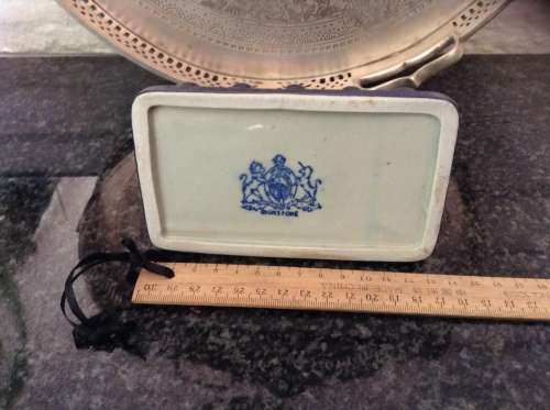 Vintage Ironstone blue and white letter rack, card holder toast rack