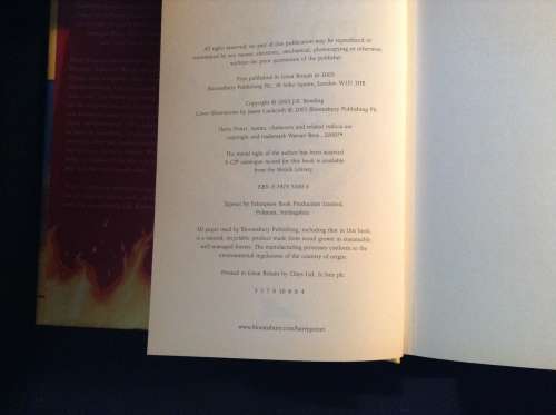 Harry Potter and the Order of the Phoenix by J.K Rowling, First edition Bloomsbury