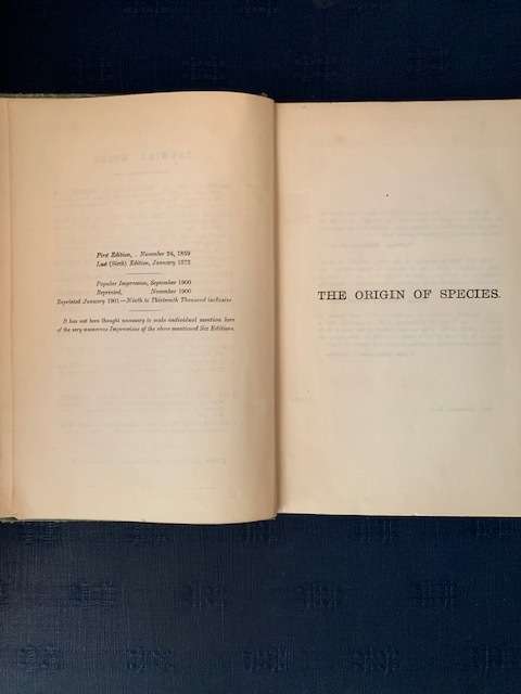 Origins of Species by C. Darwin, 1901 First Edition