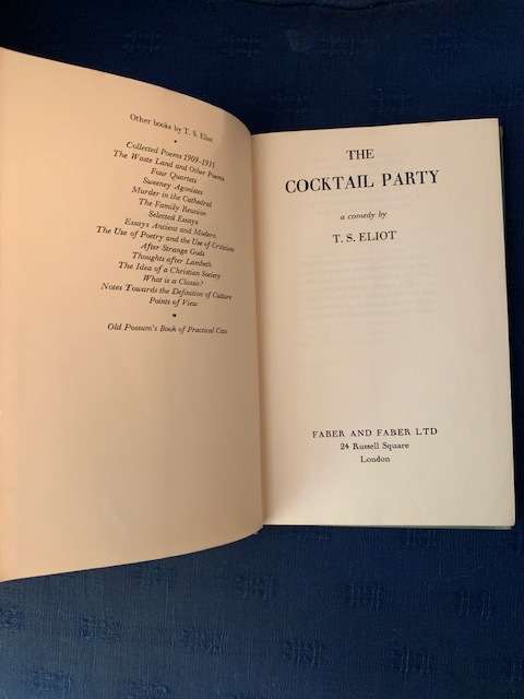 The Cocktail Party by T.S. Eliot,  First Edition 1949