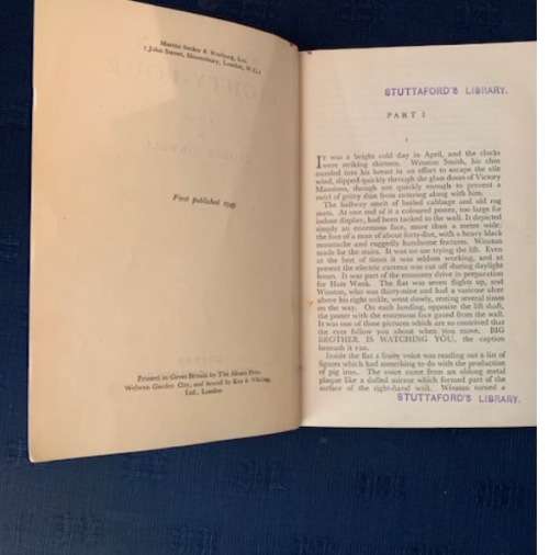 1984 Nineteen Eighty-Four by George Orwell,  First Edition 1949
