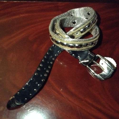 Nanni Italian type metal belt, silver and gold tone