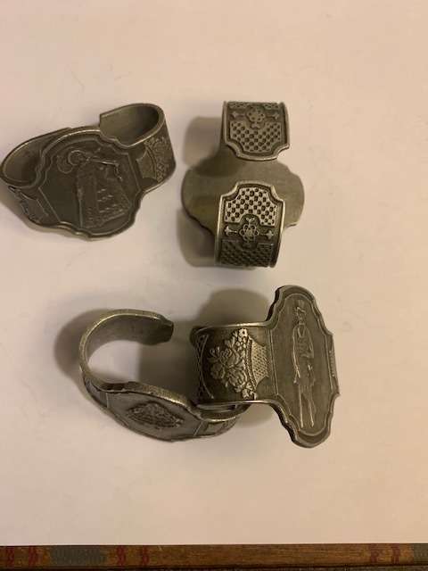 German pewter napkin holders, rings  'B' Zinn,