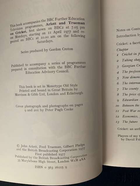 Arlott and Trueman on Cricket, First Edition, by Gilbert Phelps