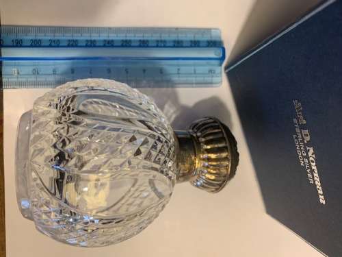 Sterling silver and cut glass globe perfume bottle