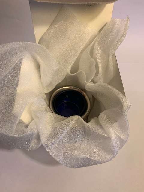 ENGLISH STERLING SILVER FOOTED SALT CELLAR with COBALT LINER,